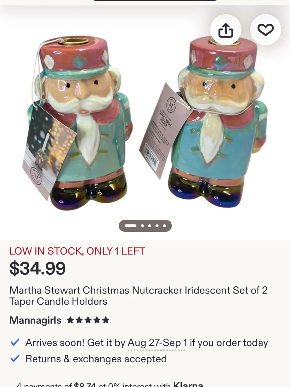 Martha Stewart Pastel Nutcracker Ceramic Candle Holders – Mint & Pink